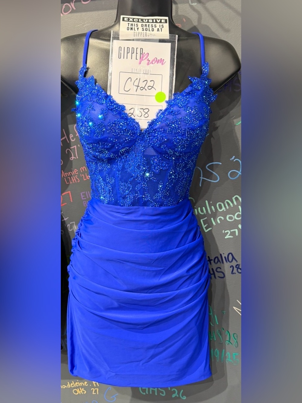 La Femme Beaded Lace Bodice Royal Blue Homecoming Dress Size 4